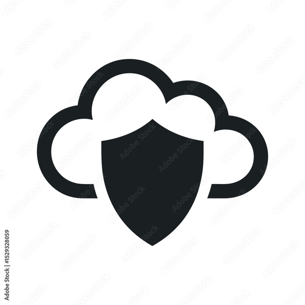 Poster cloud security icon shield protecting cloud data and information data privacy and protection vector 