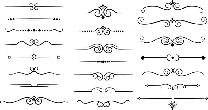 Decorative borders and dividers collection with elegant swirls and ornate designs for various creative projects