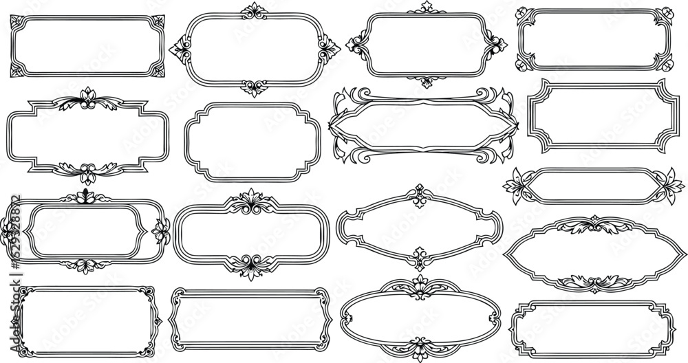 Aufkleber decorative ornament frames elegant borders set collection for design elements and invitations