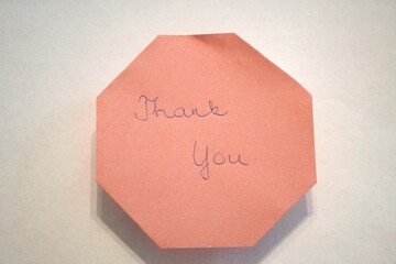 Thank you subtitle or text on paper with white background