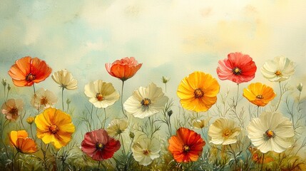 Vibrant floral landscape painting