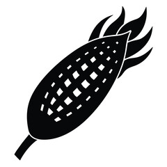 Sweet Corn Vector – Farm Fresh Vegetable Icon in Black Silhouette


