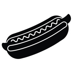 Hot Dog Icon – Classic Sausage in Bun Vector for Fast Food Concepts

