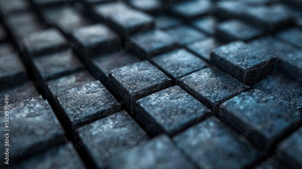 Aufkleber a captivating abstract image showcasing a surface of metallic blocks, emphasizing texture and depth,