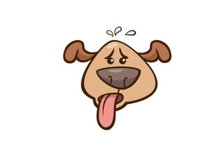 Cartoon Dog Panting Heavily with Sweat Droplets Indicating Heat and Thirst