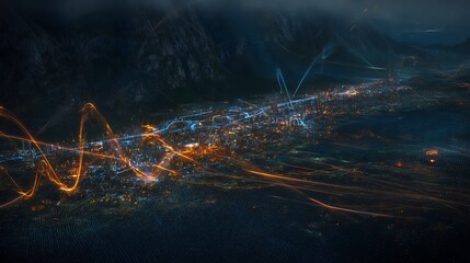 City lights digital matrix future world