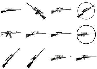 Sniper Silhouette Vector Illustration Rifle in Tactical Pose