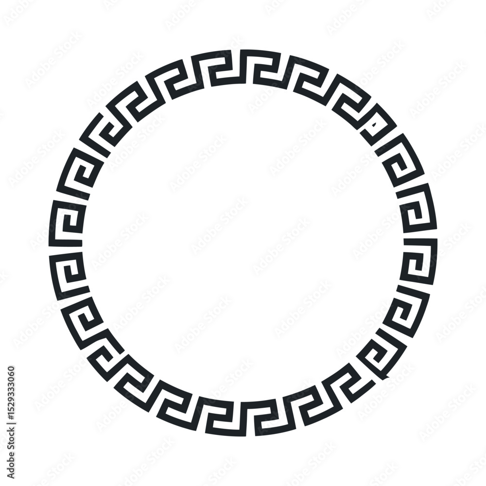 Aufkleber circular frame with greek key pattern in black and white for design elements and backgrounds