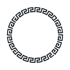 Circular Frame with Greek Key Pattern in Black and White for Design Elements and Backgrounds