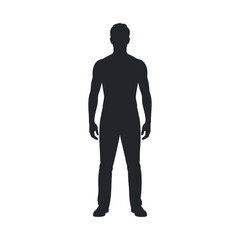 Full Body Silhouette of a Man Standing Isolated on White Wearing Casual Pants and a Fitted Top Vector