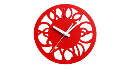 Red round clock isolated on white background
