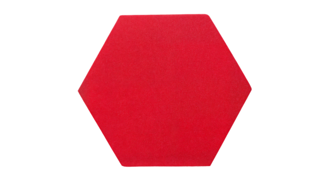Red hexagon shape isolated on transparent background - Powered by Adobe