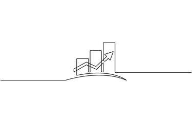 Continuous one line drawing of growing statistics graph. One line drawing illustration of growing graph, Continuous one line drawing of growing statistics graph. One line drawing illustration of growi