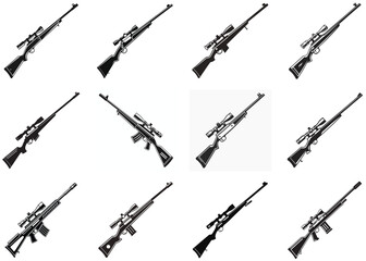 Sniper Silhouette Vector Illustration Rifle in Tactical Pose