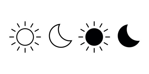 Sun and moon icons set.