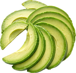 Fanned arrangement of fresh avocado slices