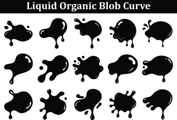 Abstract liquid organic blob curve shape figure set on transparent background