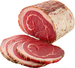 Rolled roast beef slice with marbled edge