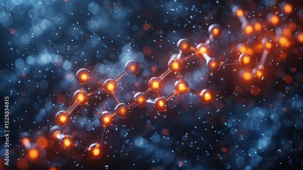 Aufkleber a stunning abstract image displaying a molecular structure illuminated by vibrant colors, representi