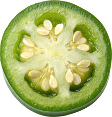 Slice of fresh green jalapeno pepper