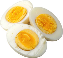Sliced boiled eggs overlapping