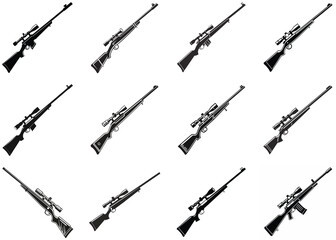 Sniper Silhouette Vector Illustration Rifle in Tactical Pose