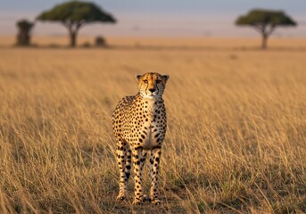 A sleek cheetah scans the savannah with piercing focus—Africa’s fastest predator poised in elegance, speed, and raw power.