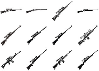 Sniper Silhouette Vector Illustration Rifle in Tactical Pose