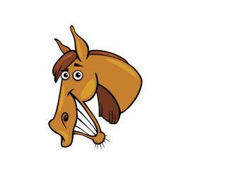 Funny Cartoon Horse Face Smiling Widely with Gleeful Expression