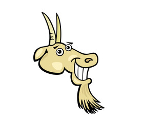 Funny Cartoon Goat With A Big Smile And Long Beard