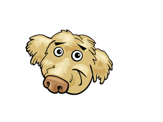 Funny Cartoon Dog Looking Confused With Big Eyes and Furry Ears