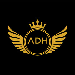 Naklejka premium Initial ADH Letter Linked Logo for business and company identity. Modern ADH Letter Logo Vector Template with modern trendy golden logo. 