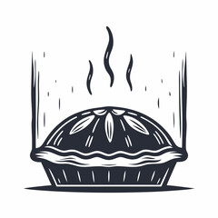 Hot steamy homemade pie displays decorative vents to release aroma in the design