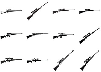 Sniper Silhouette Vector Illustration Rifle in Tactical Pose