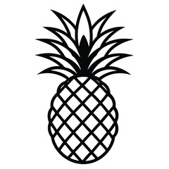 Isolated black pineapple shows bold outline and unique fruit texture against white