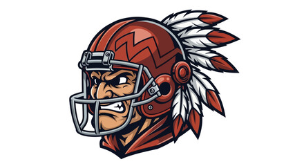 Angry American Football Player Mascot with Feathers