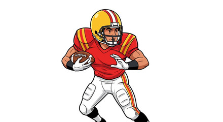 Cartoon American Football Player in Action