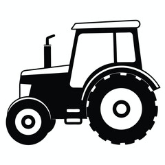 Isolated black tractor shows off its large tires and powerful engine, ready for farm work