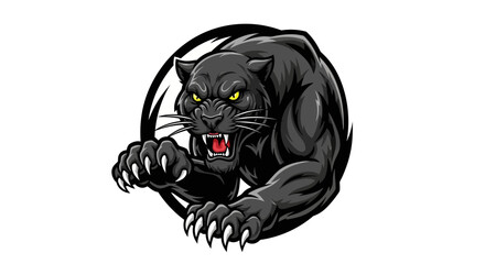 Powerful Black Panther Mascot Design, Ferocious and Aggressive Pose
