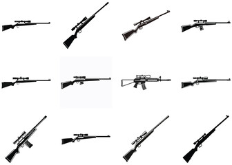 Sniper Silhouette Vector Illustration Rifle in Tactical Pose