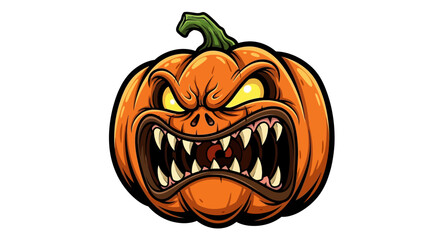 Angry Halloween Pumpkin Cartoon Character Design
