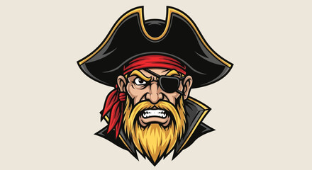 Angry Pirate Captain with One Eye Patch