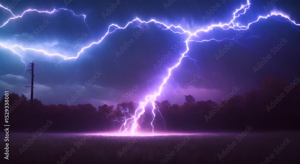 Poster glowing lightning thunderbolt loop overlay loop background thunder lightning striking effect animati