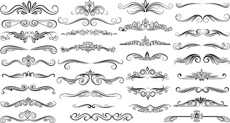 Obraz premium Elegant set of ornamental decorative dividers and swirl elements for graphic design projects