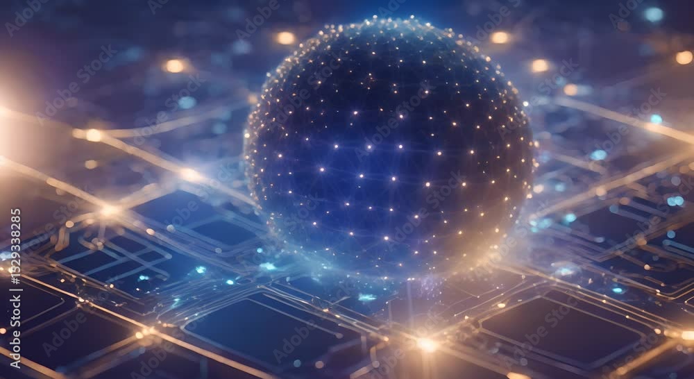 Poster cyber tech network big data particle cybersecurity medical business science financial technology art
