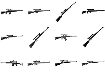 Sniper Silhouette Vector Illustration Rifle in Tactical Pose