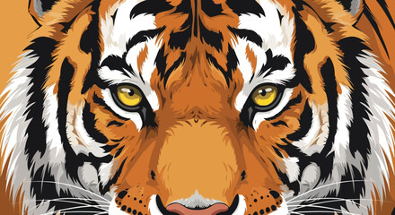 Close-up Vector Illustration of a Tiger's Face with Intense Gaze