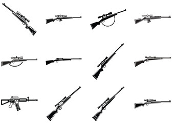Sniper Silhouette Vector Illustration Rifle in Tactical Pose