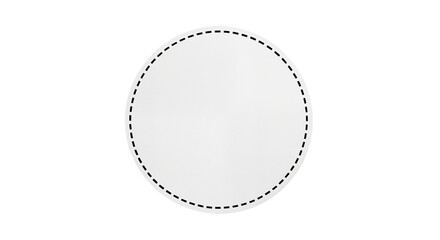 Oval white badge with dashed border isolated on transparent background