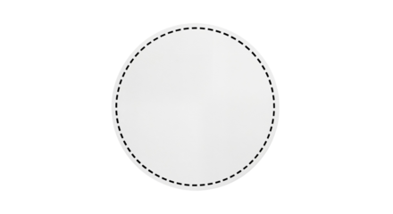 Oval white badge with dashed border isolated on transparent background